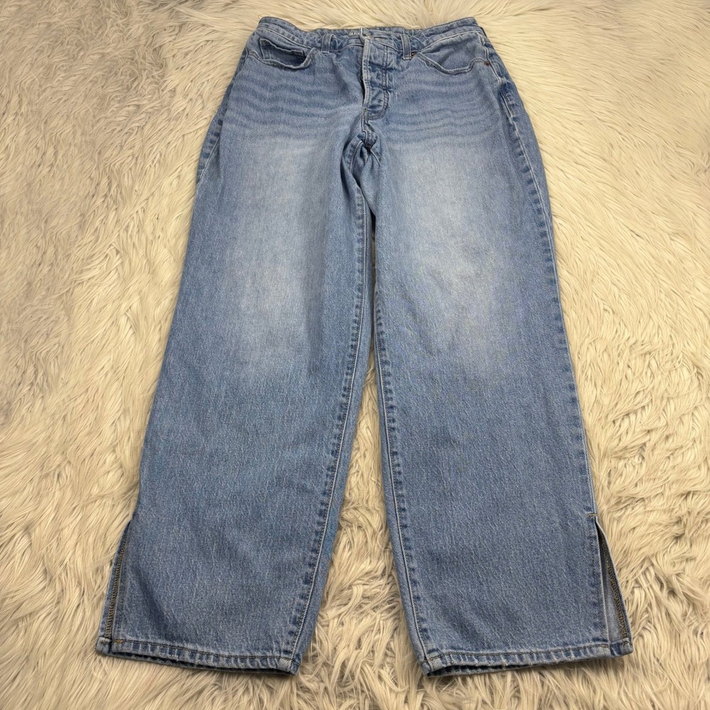 Old Navy Women's 12 Light Wash High Rise Curvy OG‎ Loose Jeans Split Hems